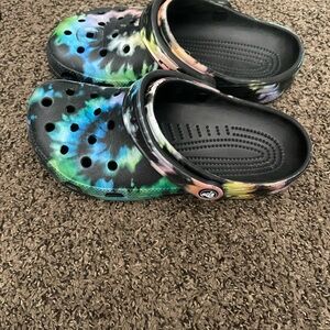 Multi colored women crocs.